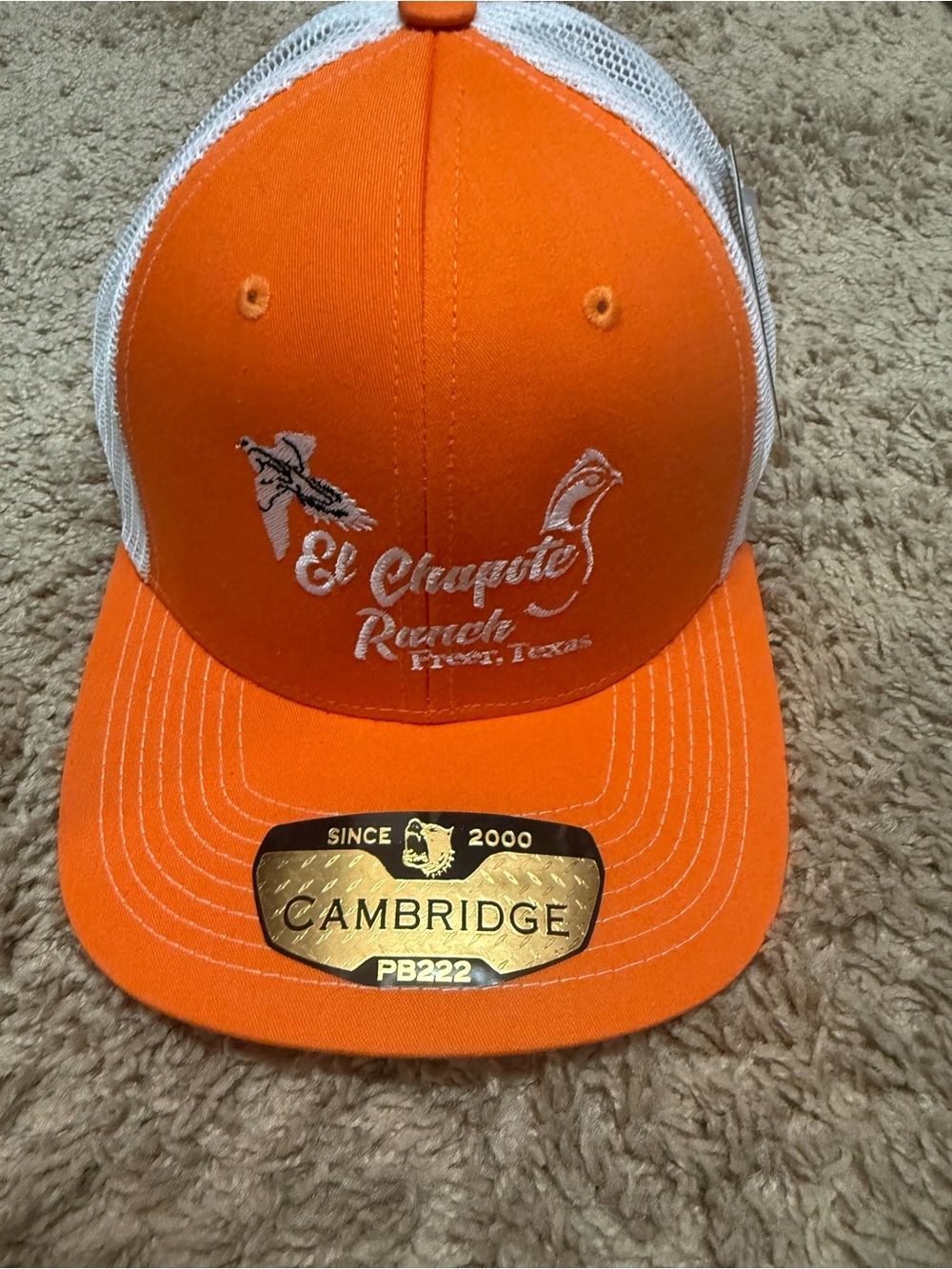 Orange Trucker Hat - El Charrito Ranch Embroidered Logo